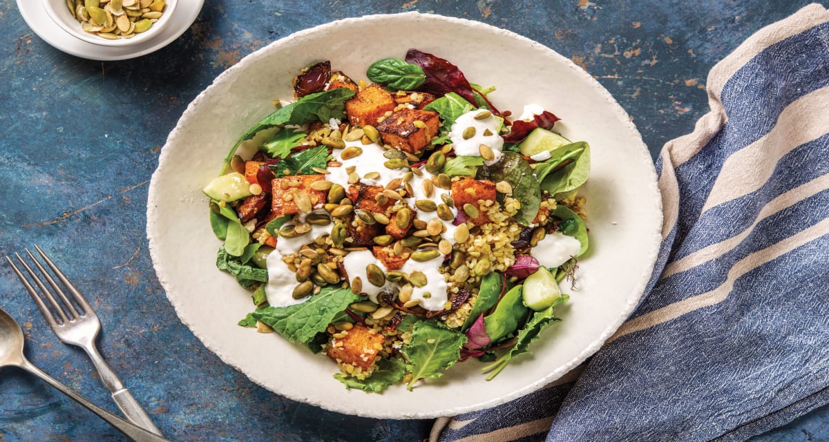 North African Spiced Pumpkin Freekeh Bowl Recipe Hellofresh