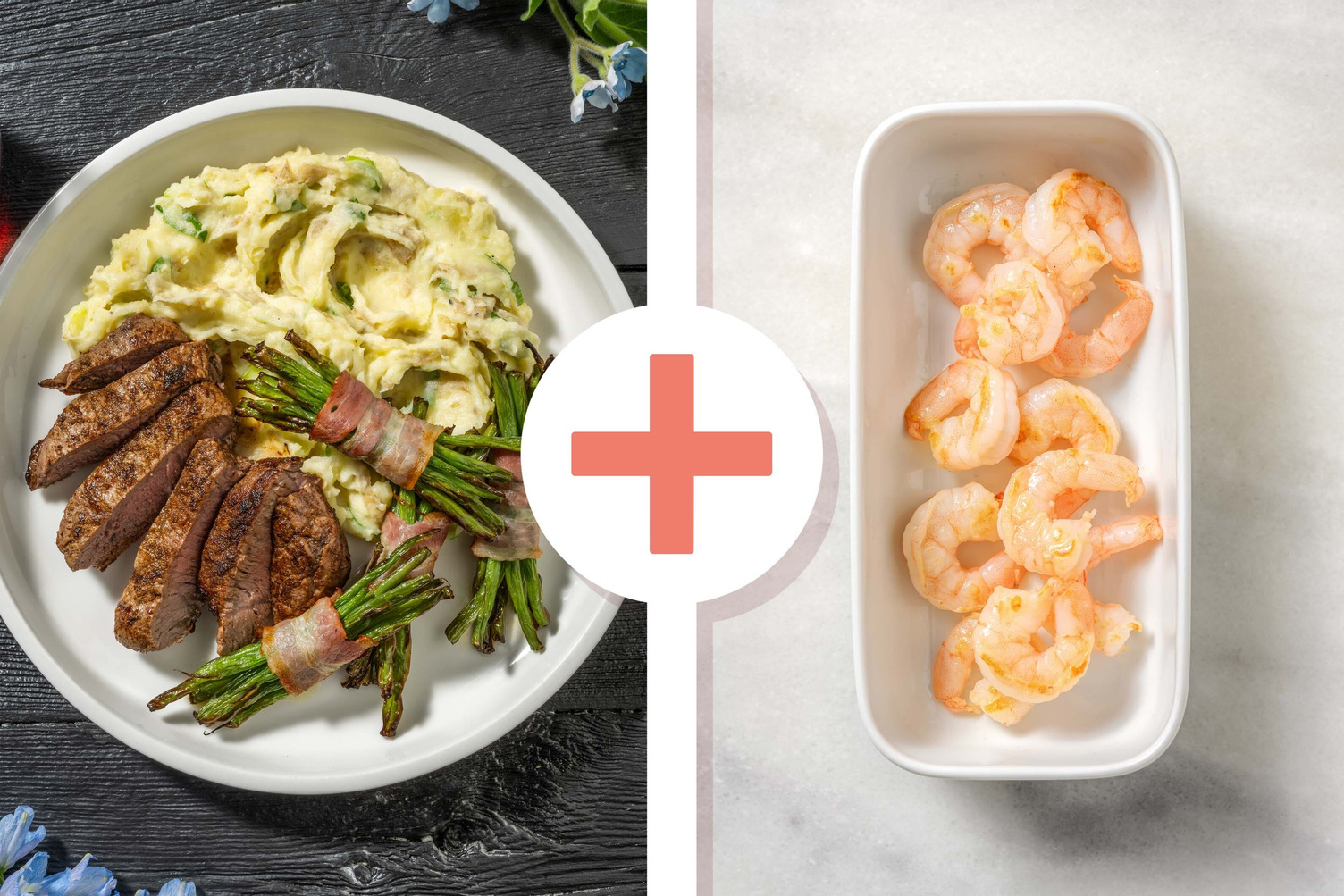 Steaks Shrimp And Bacon Wrapped Green Beans Recipe Hellofresh