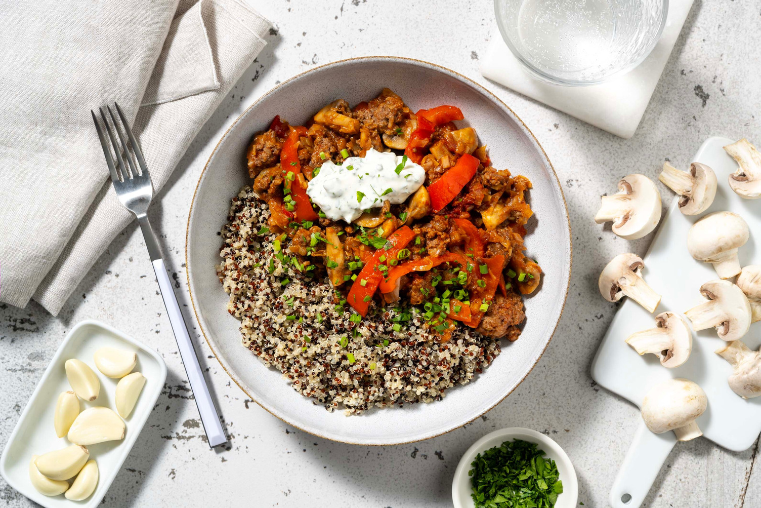 Tricolor Quinoa Pfanne Mit Rinderhackfleisch Rezept HelloFresh