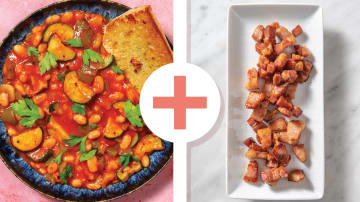 Cannellini Bean, Bacon & Veggie Soup with Garlic Ciabatta & Parsley