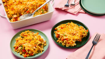 Cheesy Chicken & Rice Casserole 2x the delicious servings!