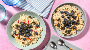 Apple and Honey Bircher Muesli with Blueberries and Pumpkin Seeds | Serves 2