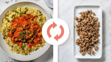 Cajun Beef on Mint Bulgur with Bell Pepper