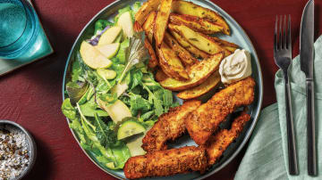 Crumbed Chicken Dippers & Apple Salad with Rosemary Potato Wedges & Truffle Mayo Top rated | Available all November