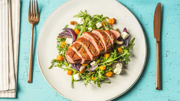 Dukkah Crusted Duck with Roasted Butternut, Sumac and Feta