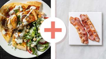 BBQ Chicken and Bacon Pizzas with Garden Salad
