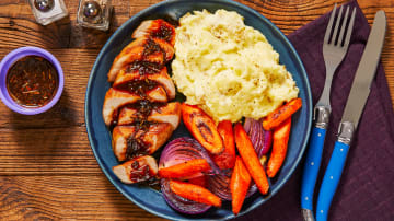 Rosemary Demi-Glace Chicken with Mashed Potatoes & Roasted Carrots