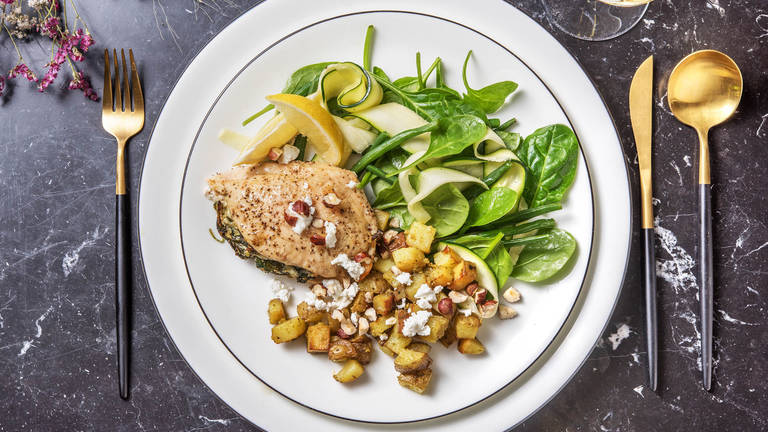 Poulet farci aux épinards et au chèvre