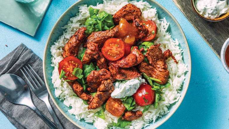Quick Chicken Tikka with Garlic Rice & Mint Yoghurt