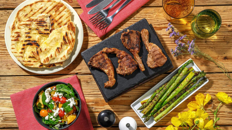 Grilled Montreal-Spiced Lamb Chops and Asparagus