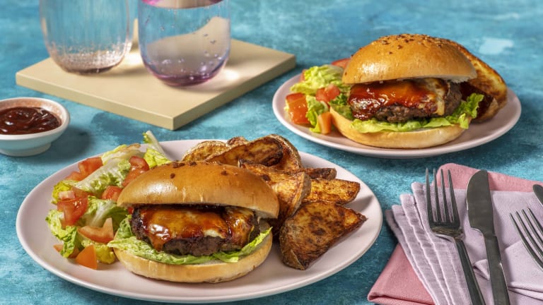 Double Cheese Baked BBQ Burgers