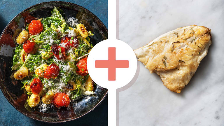 Gnocchi-Caesar-Salad mit extra Doradenfilet