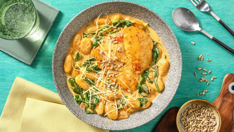 Hähnchenbrust und Gnocchi aus der Pfanne