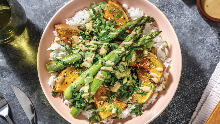 Honey-Soy Pumpkin & Garlic Rice Bowl