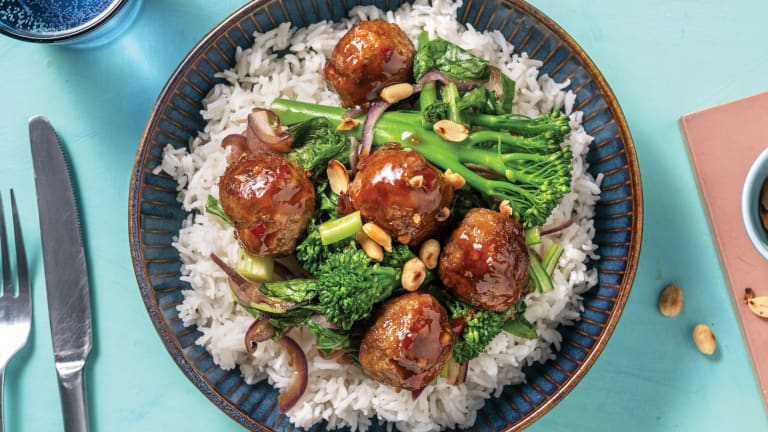 Teriyaki Beef Meatballs & Garlic Rice