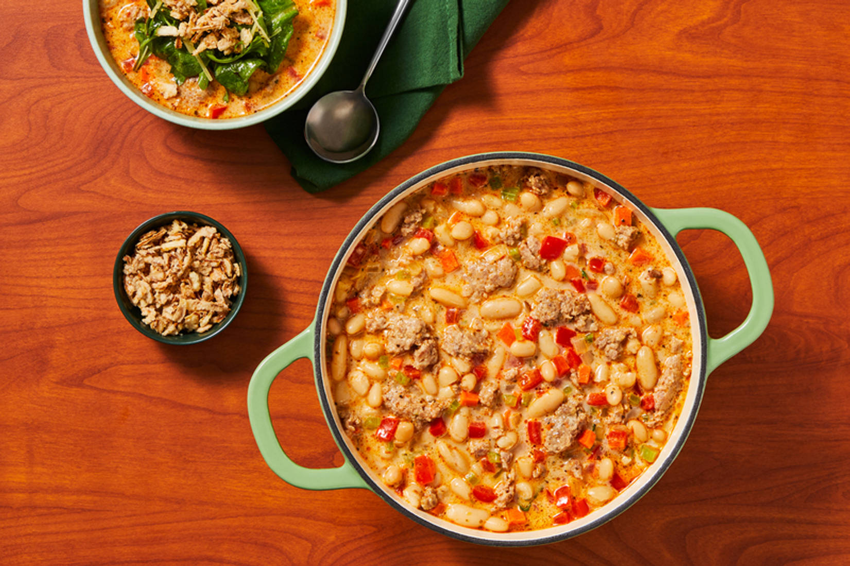 One-Pot Creamy Pepper, Sausage and Cannellini Bean Stew 