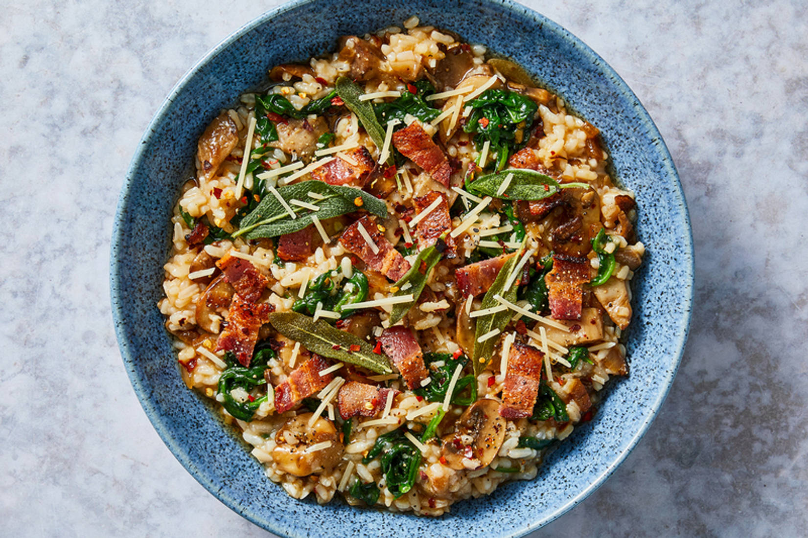 Creamy Mixed Mushroom Risotto with Bacon