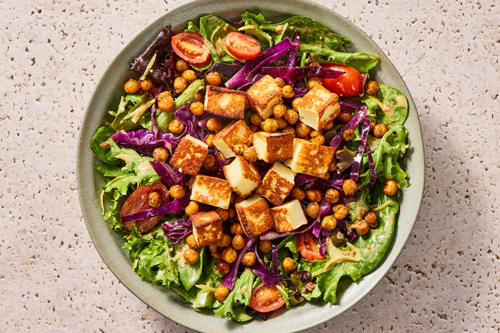  Chili-Cumin Chickpea Salad with Seared Halloumi