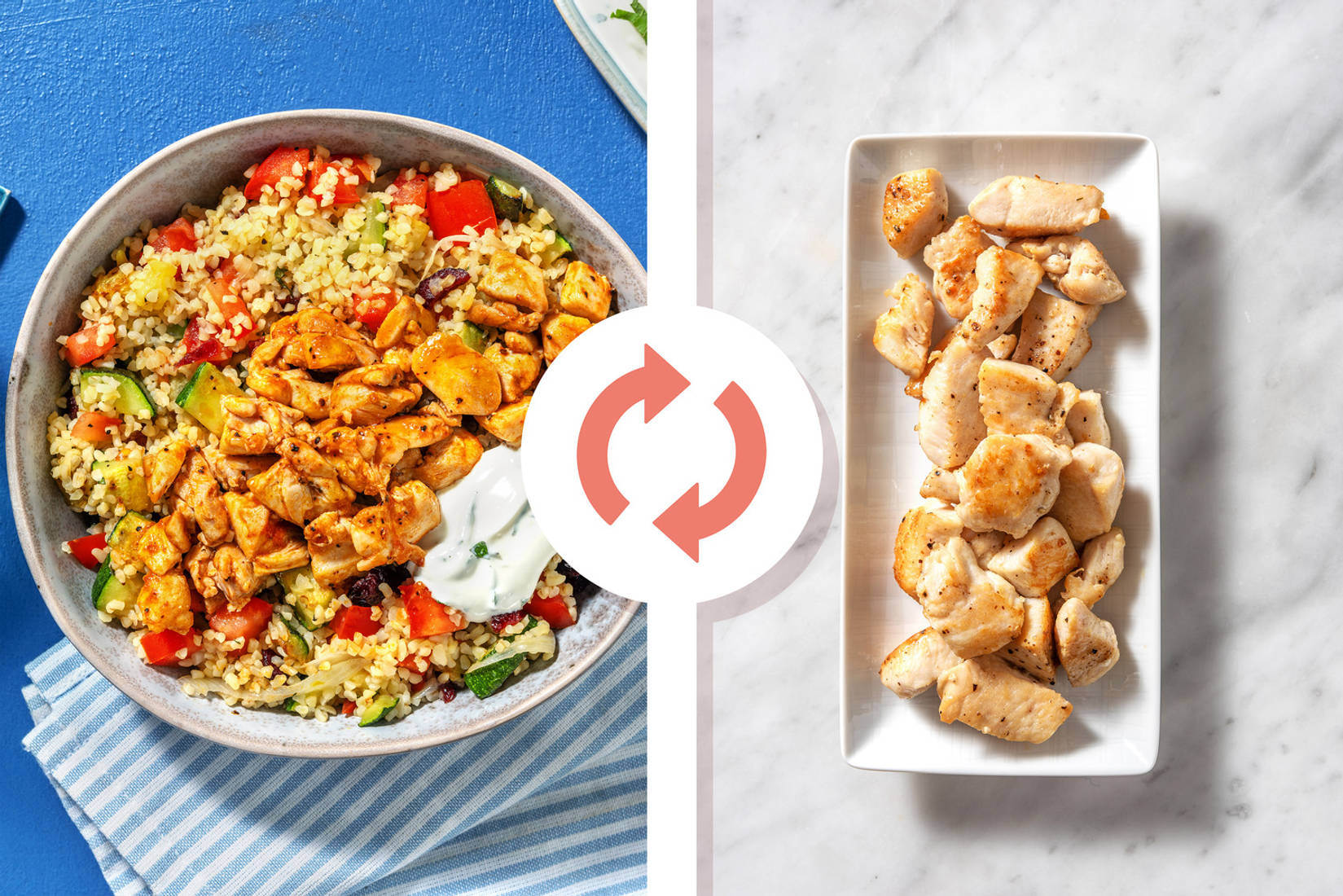 Harissa Diced Chicken Breast on Jewelled Bulgur