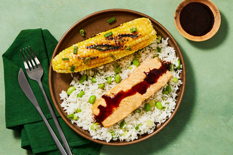 Grilled Teriyaki Double Salmon Bowls