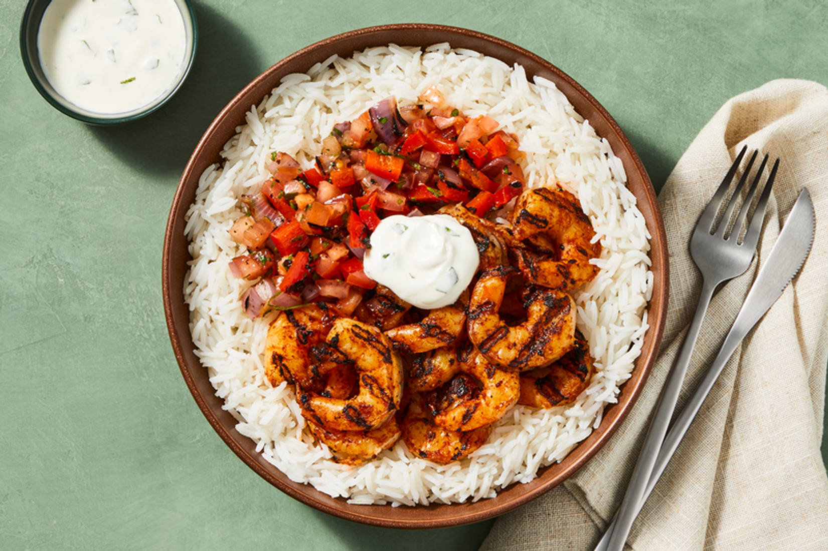 Bols de double crevettes grillées