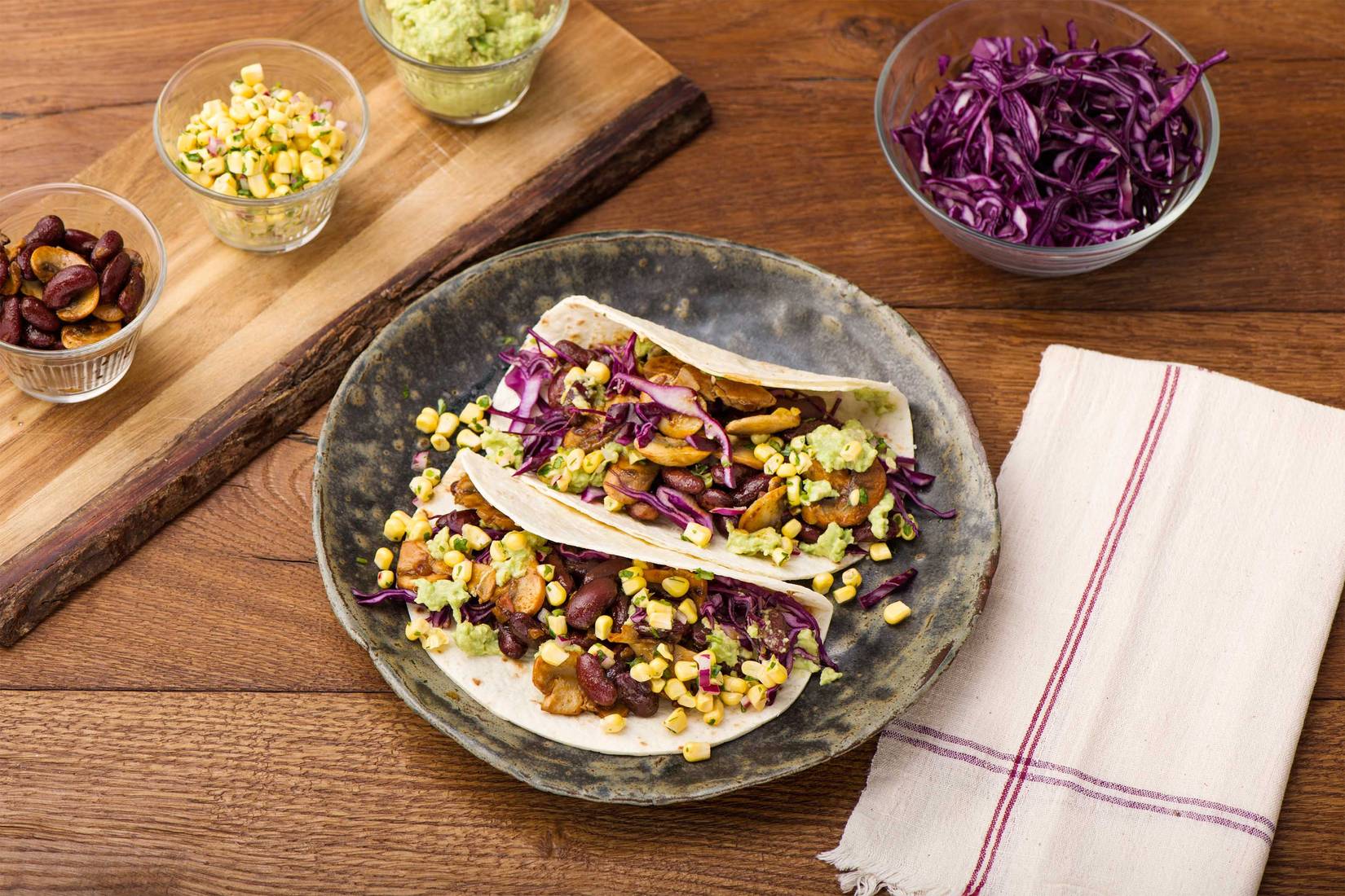 Bean & Mushroom Tacos with Guacamole