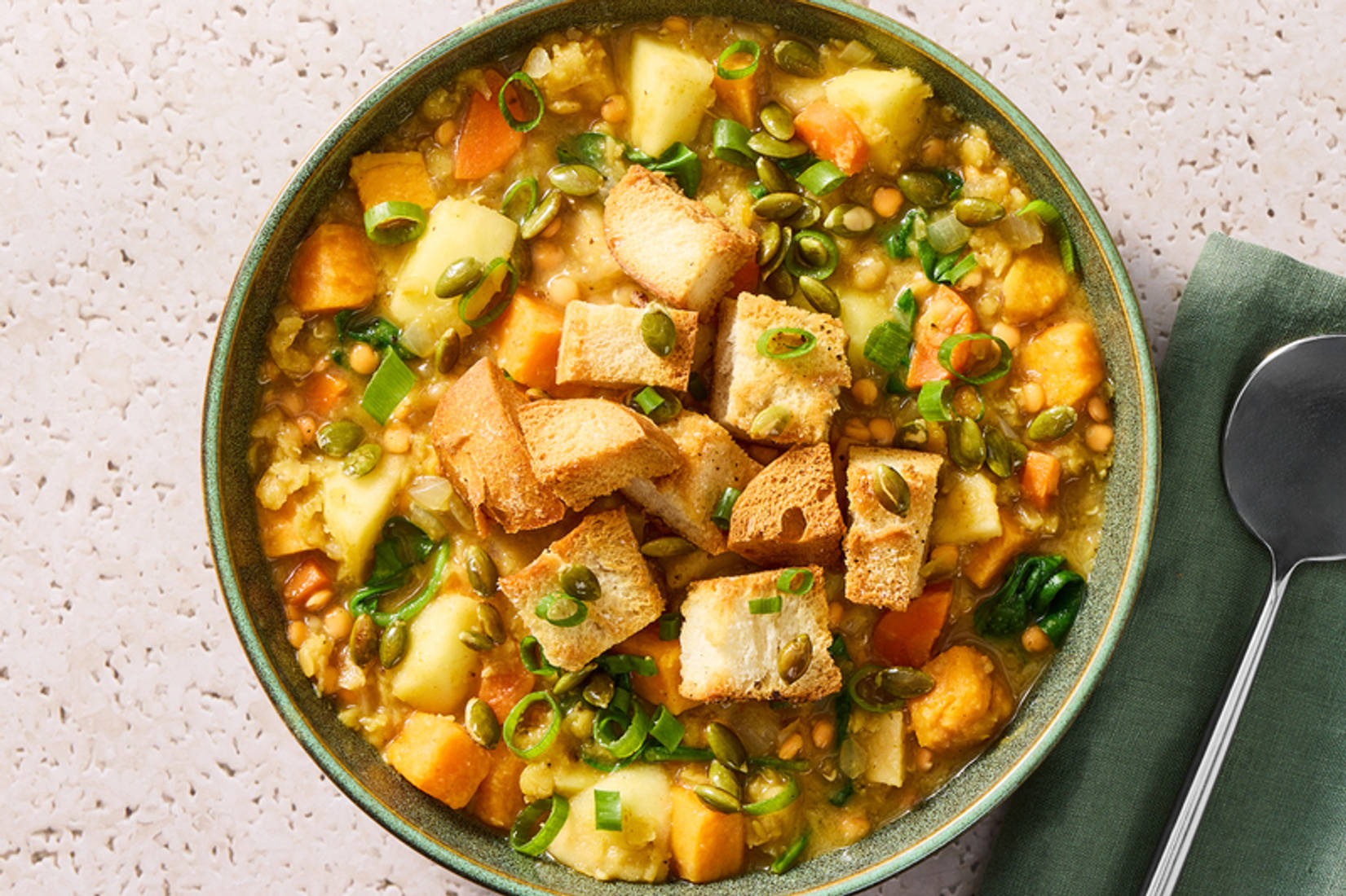 Spiced Lentil, Sweet Potato and Sausage Stew