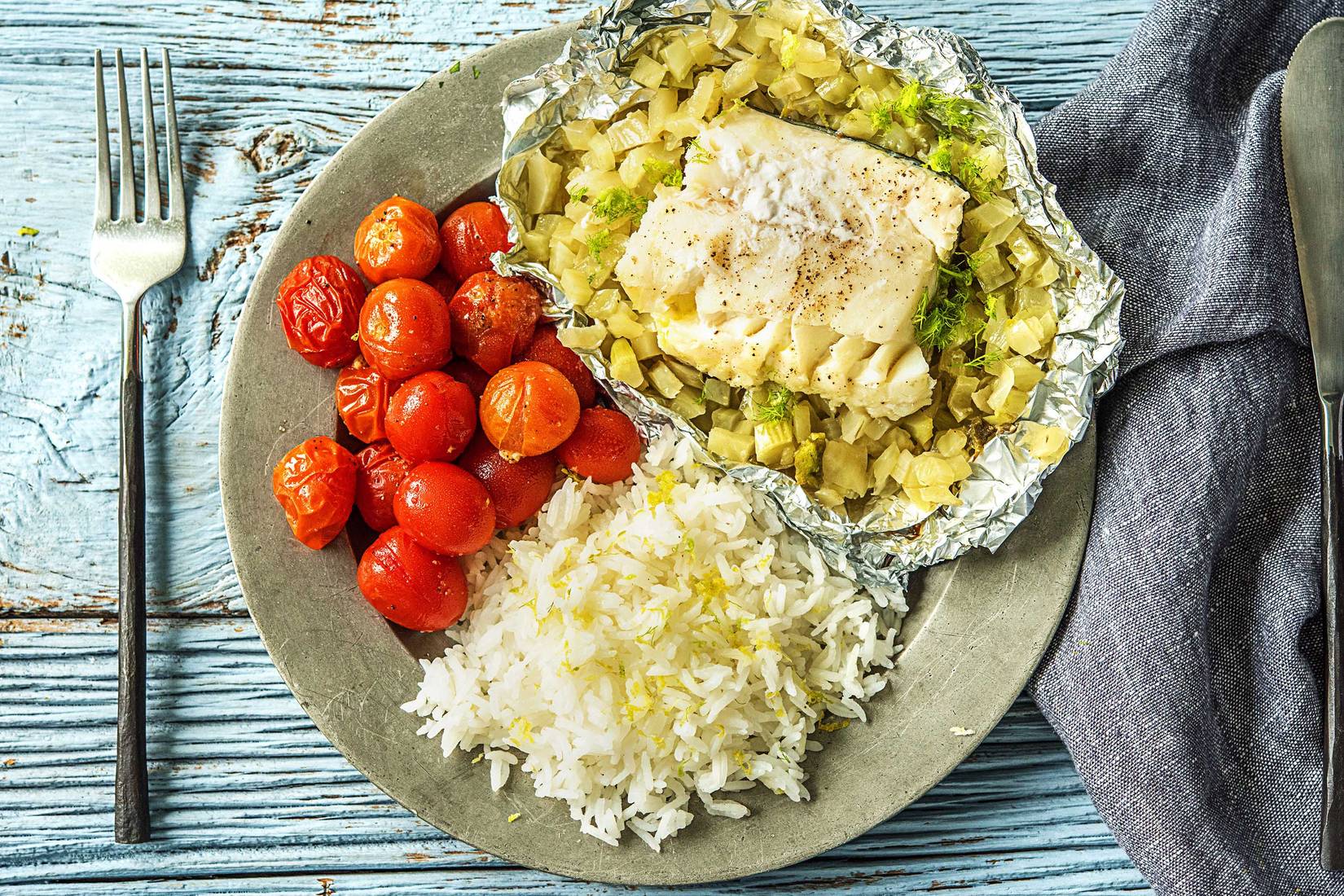 Papillote de cabillaud au fenouil