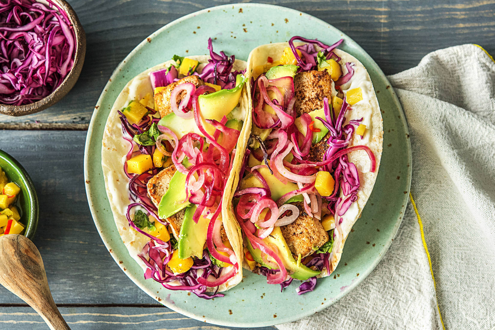 Scharfe Tacos mit mariniertem Tofu,