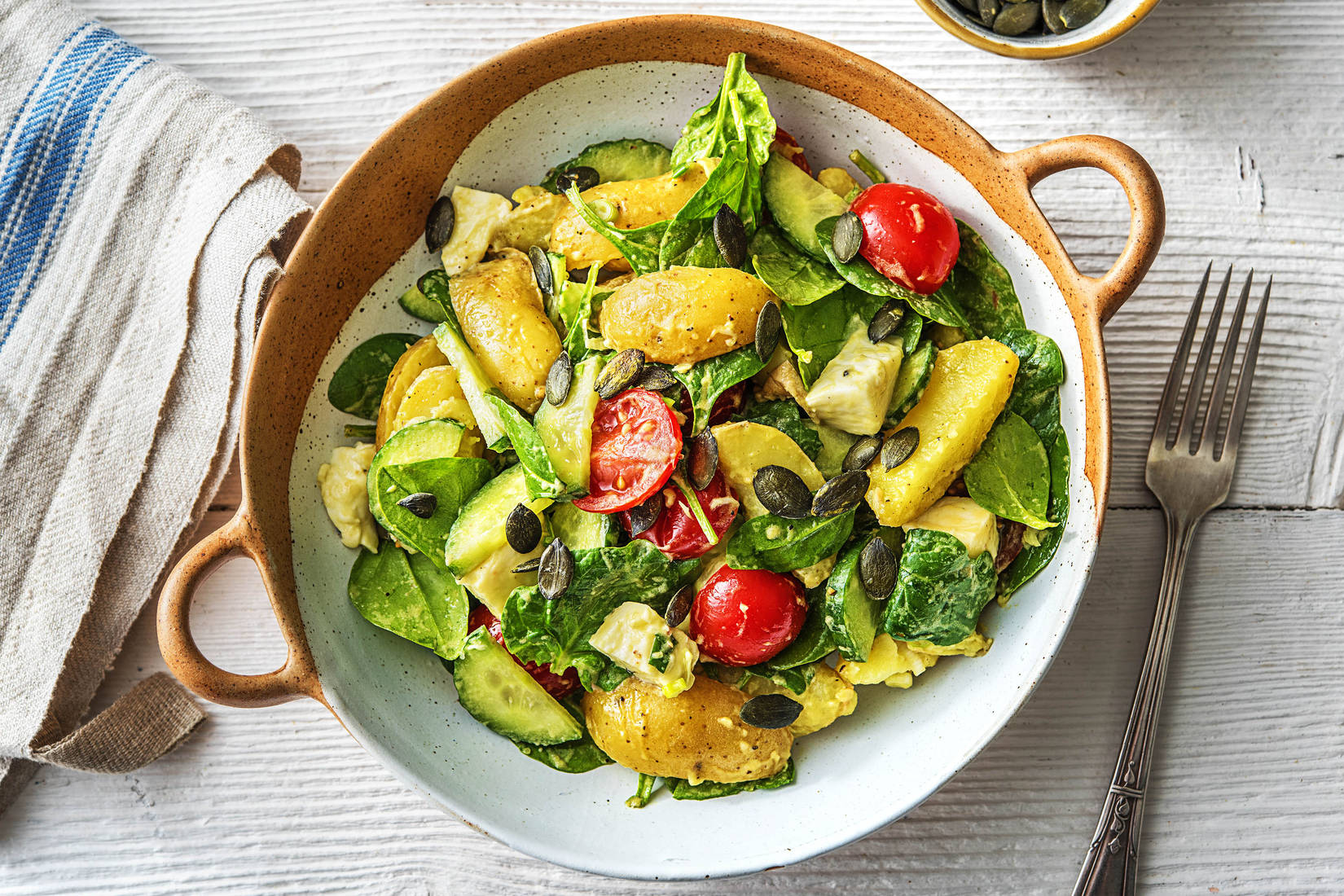 Warmer Kartoffelsalat mit Babyspinat