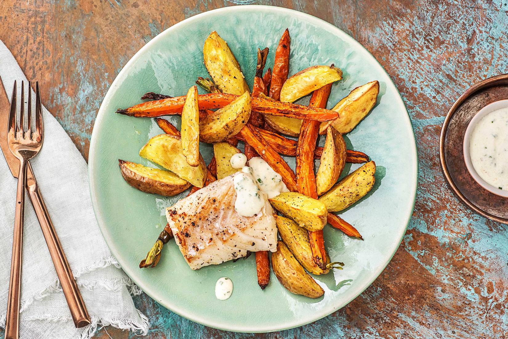 Schelvisfilet met bieslooksaus