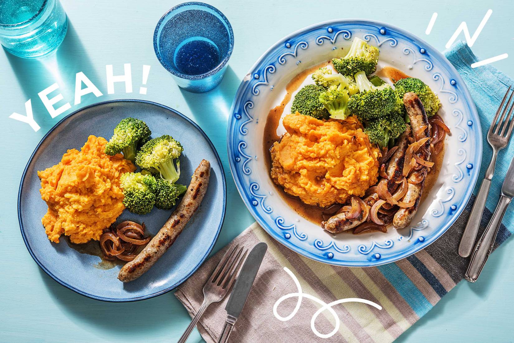 Leckere Bratwurst mit Brokkoli