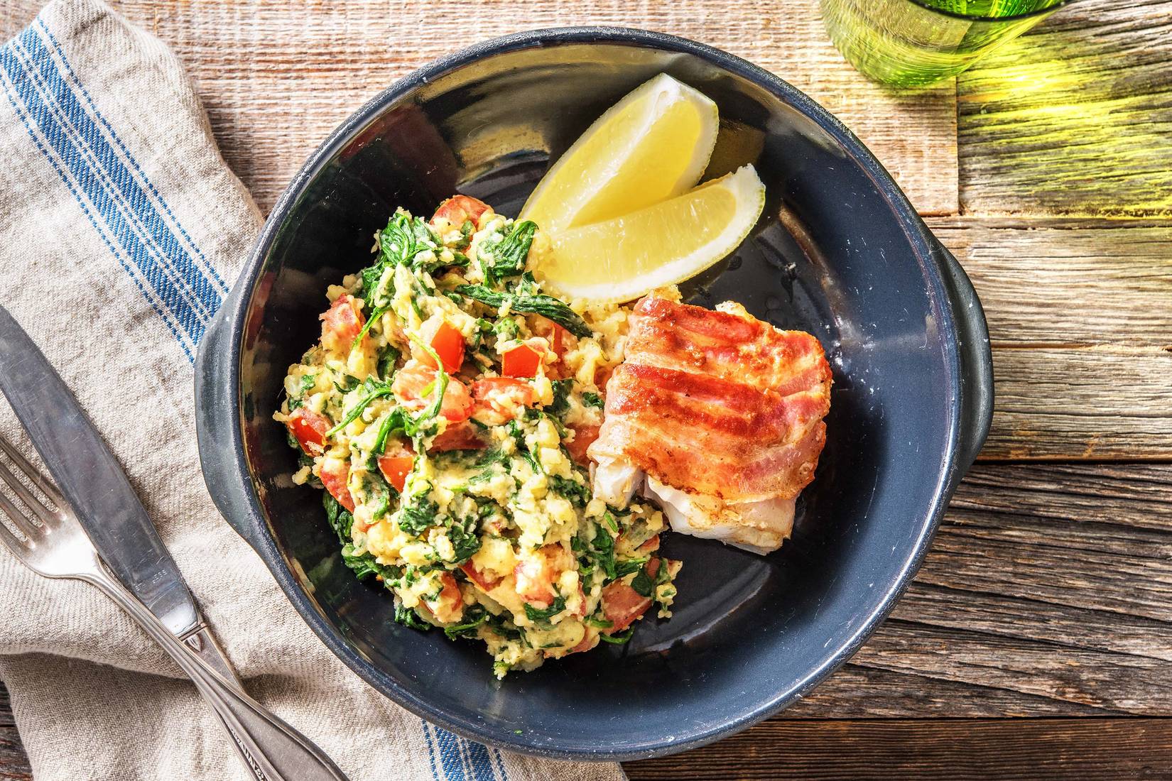 Filet d'églefin au citron et au lard