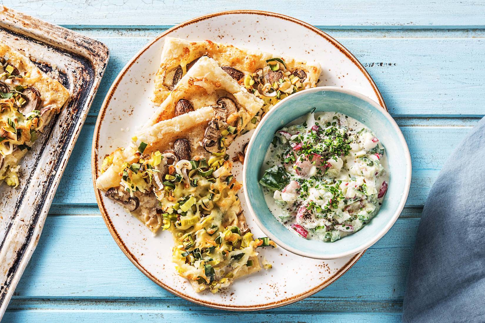 Tarte mit Porree & Champignons