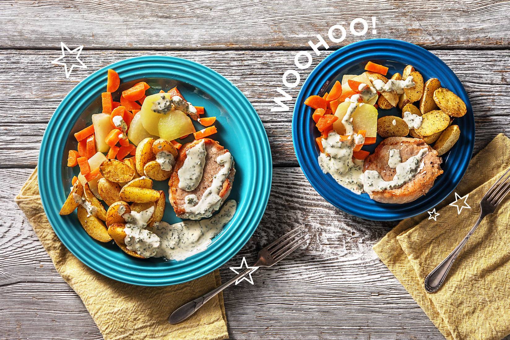 Schweinesteaks mit Kohlrabigemüse