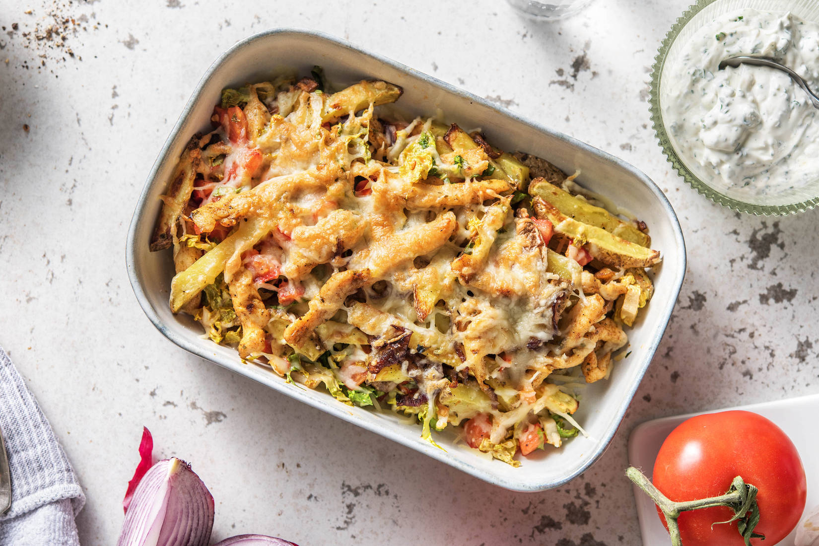 Gratin de poulet et légumes façon kebab