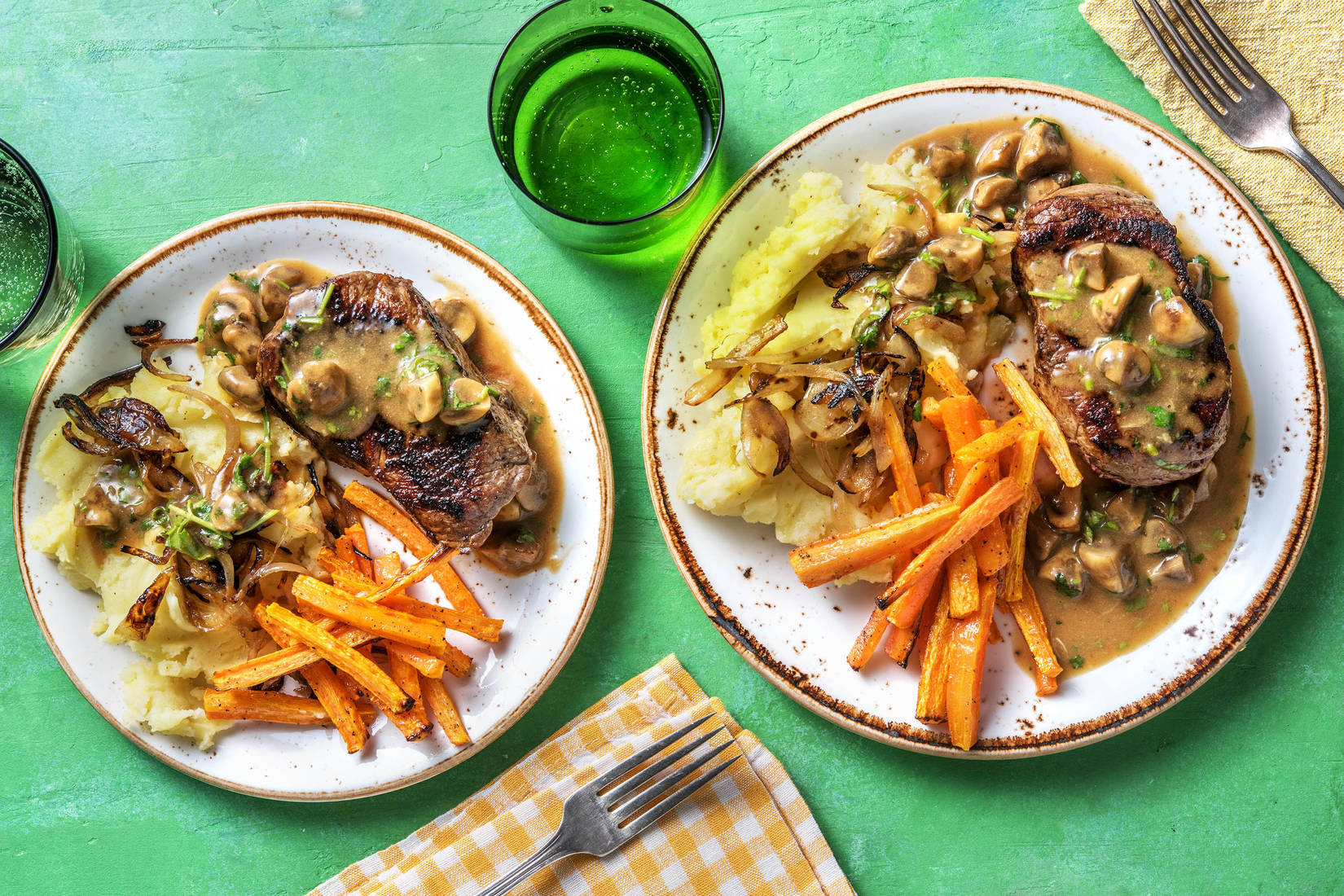 Rinderhüftsteak mit Champignon-Senf-Soße