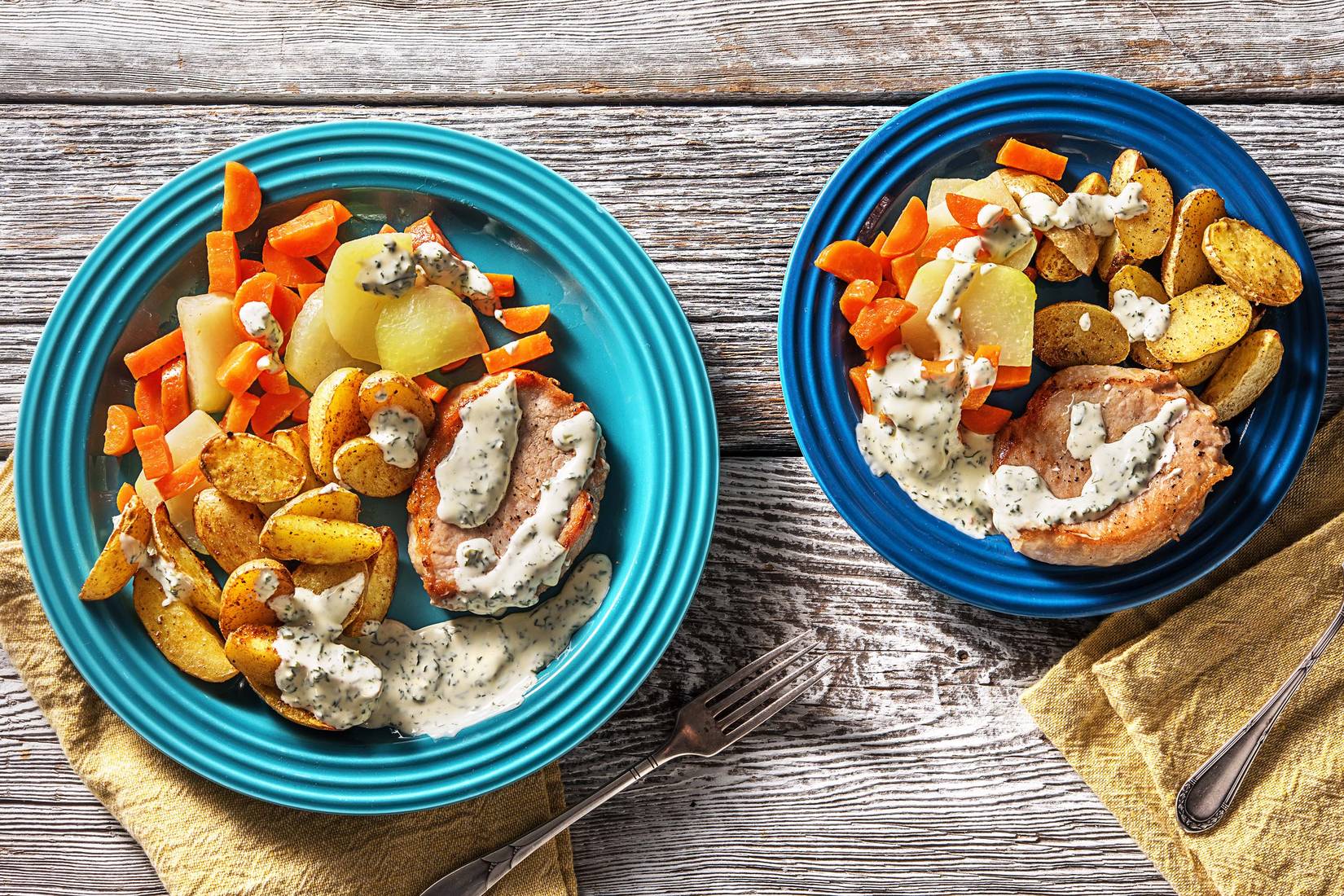 Schweinesteaks mit Kohlrabigemüse