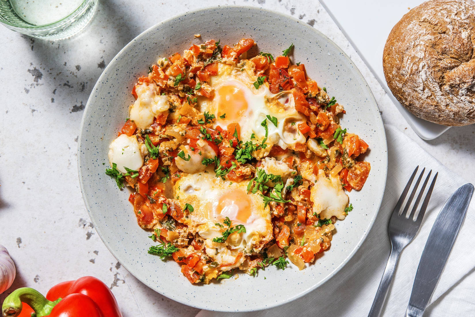 Chakchouka au fromage de chèvre frais