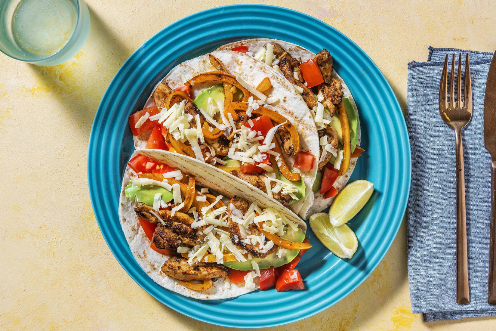 Fajitas au poulet sur mini-tortillas