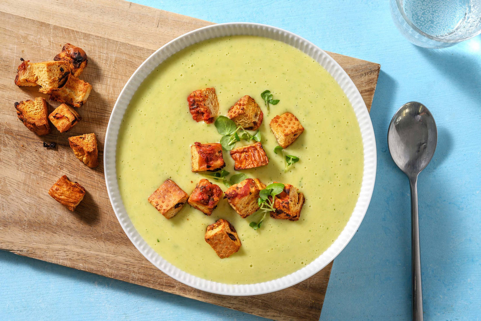 Aardappel-preivelouté met waterkers