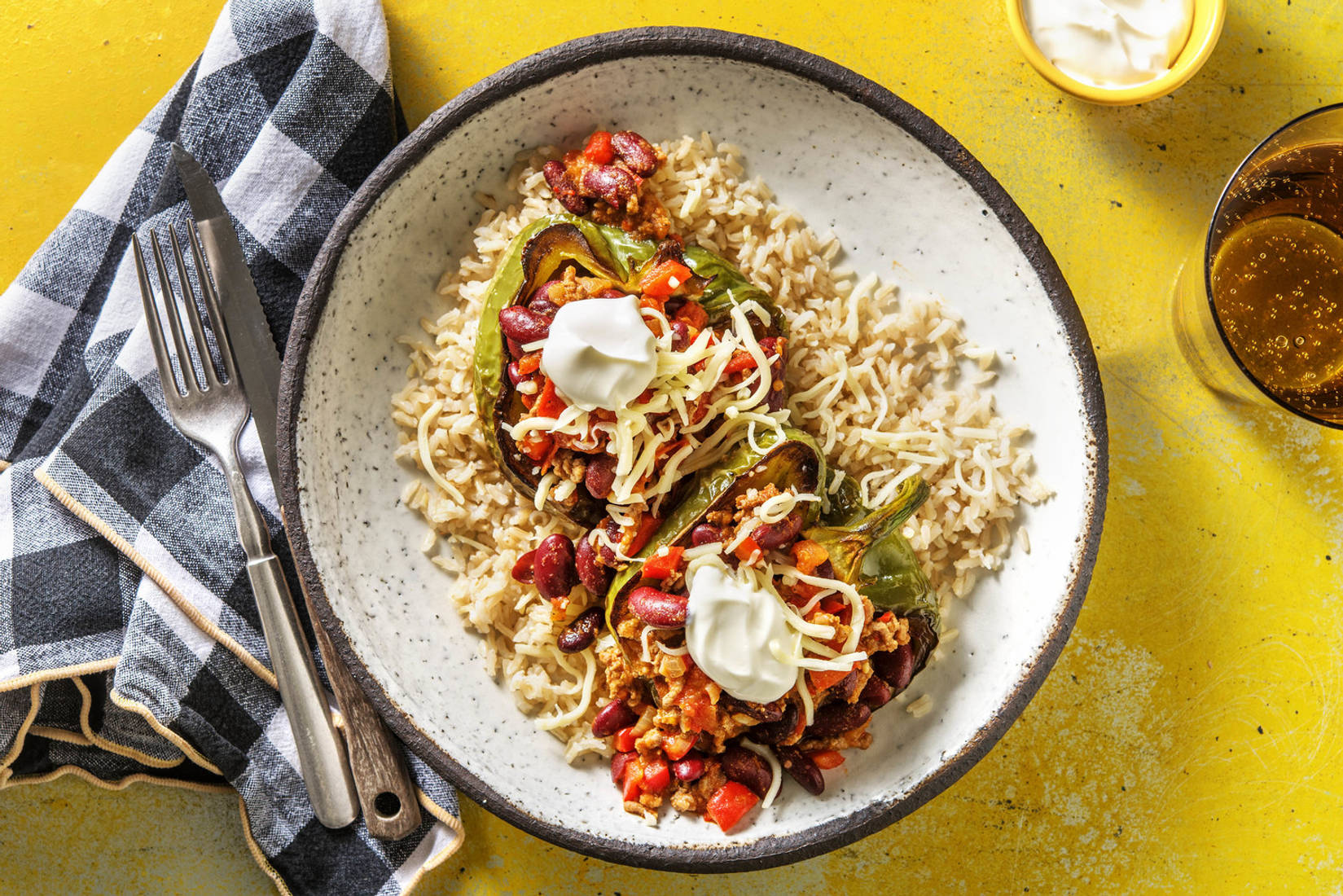 Poivrons farcis au chili con carne