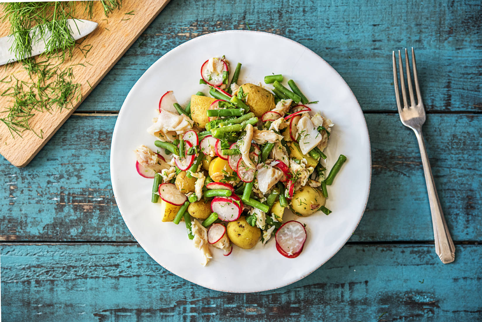 Salade de pommes de terre à la truite fumée