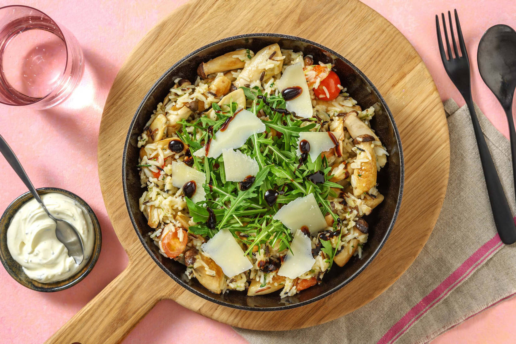 Wildreispfanne mit Kräuterseitlingen