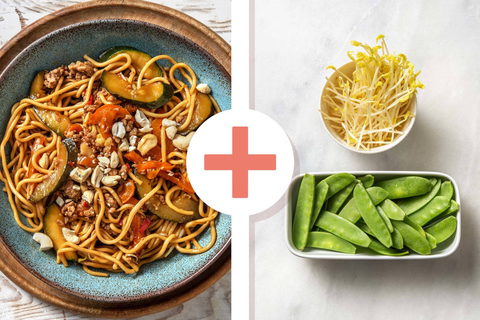 Nouilles au poulet haché et sauce asiatique