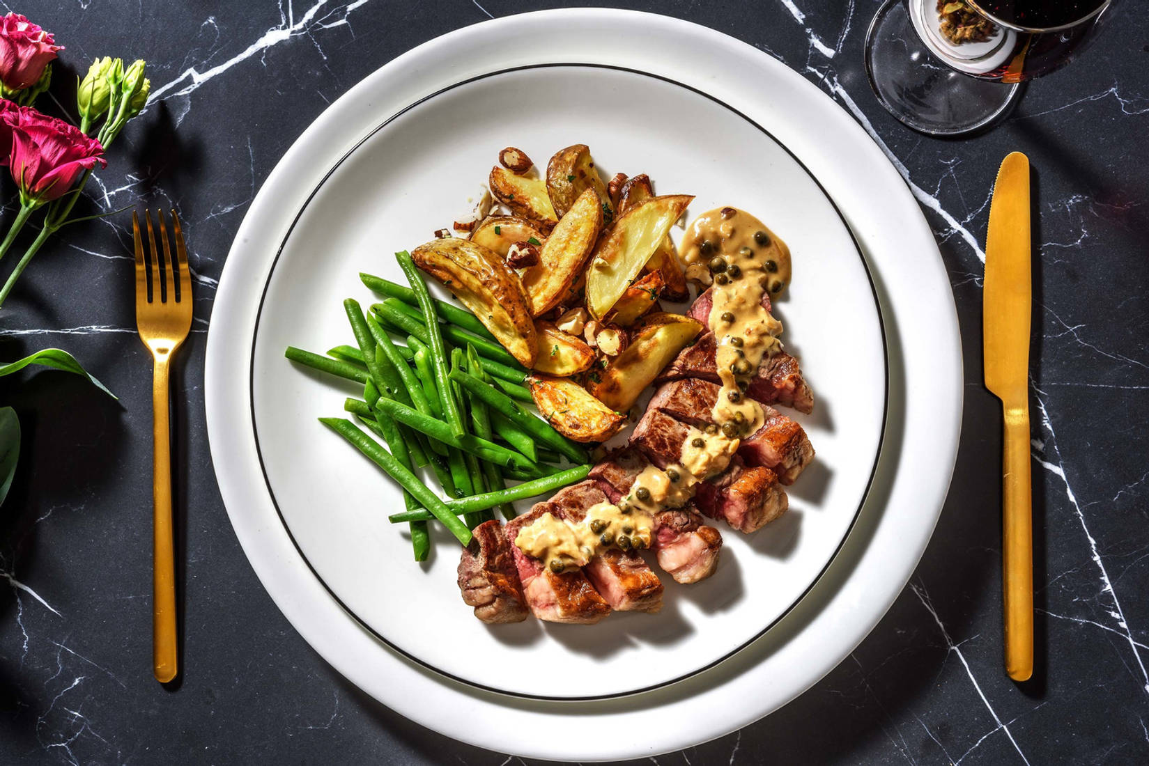 Rinderfilet mit grünem Pfefferrahm