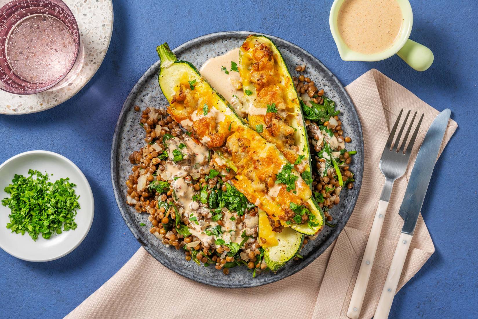 Gratinierte Zucchini mit Hackfüllung