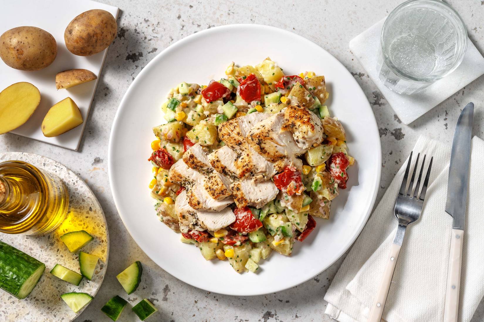 Salade de grenailles au poulet épicé