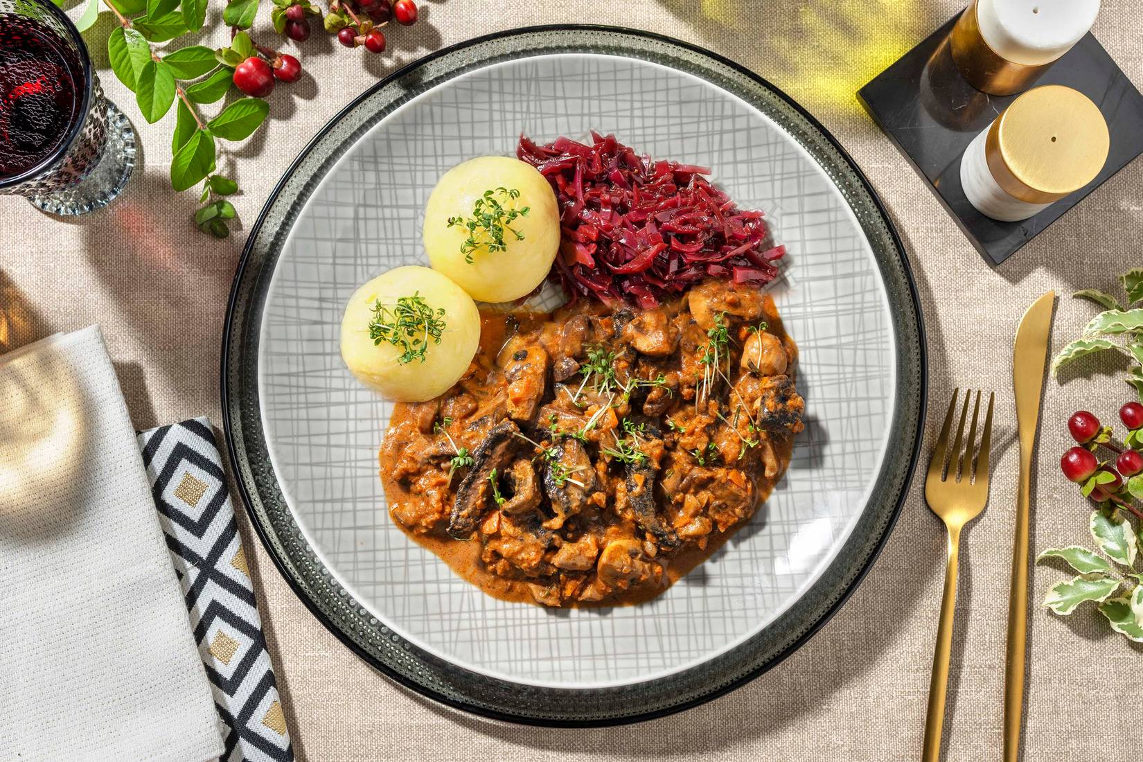 Vegetarisches Maronen-Pilz-Ragout