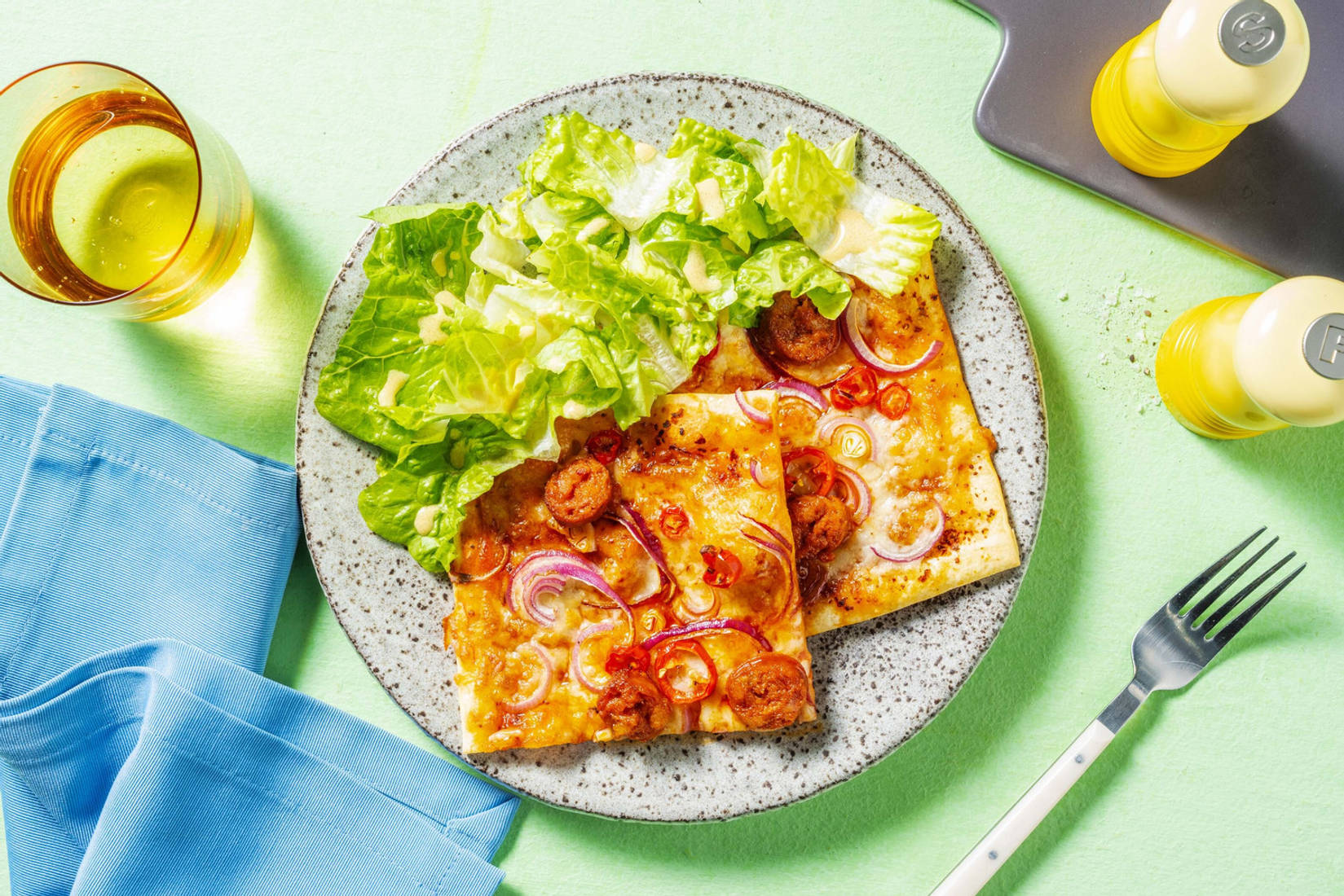 Pizza Diavolo mit Argentinos und Peperoni